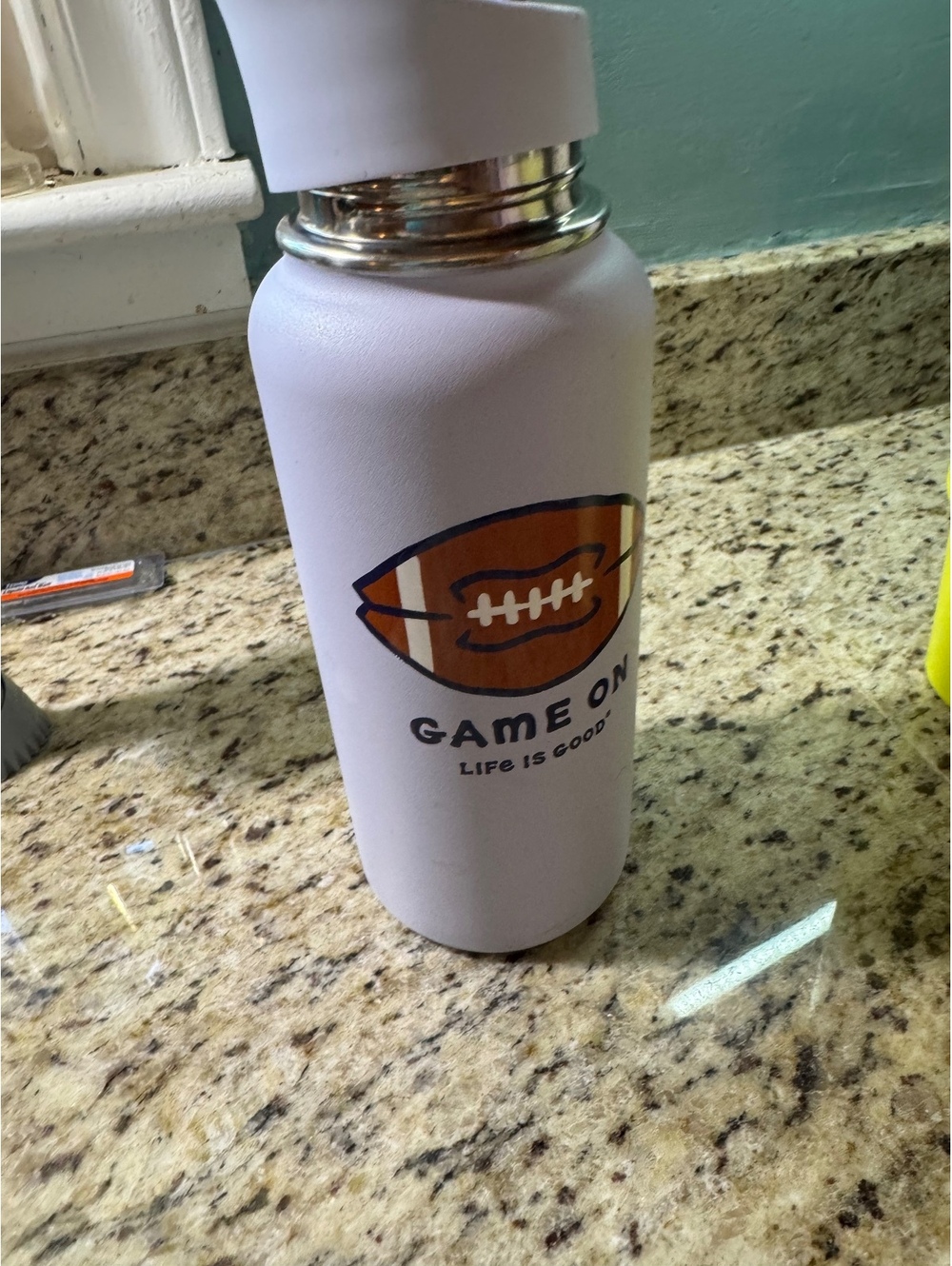 LIFE IS GOOD FOOTBALL GAME ON WATER METAL CONTAINER AND LID